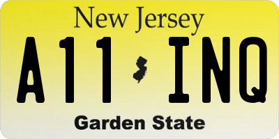 NJ license plate A11INQ