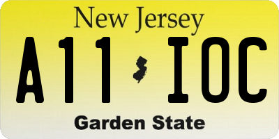 NJ license plate A11IOC