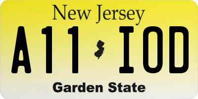 NJ license plate A11IOD