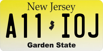 NJ license plate A11IOJ