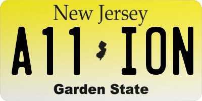 NJ license plate A11ION