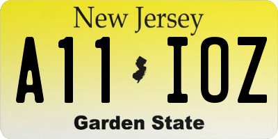 NJ license plate A11IOZ