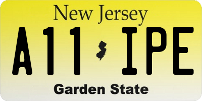 NJ license plate A11IPE