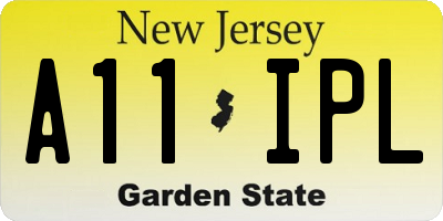 NJ license plate A11IPL