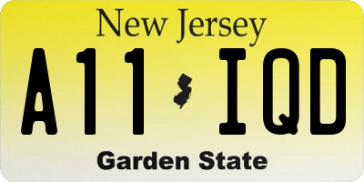 NJ license plate A11IQD