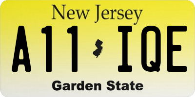 NJ license plate A11IQE