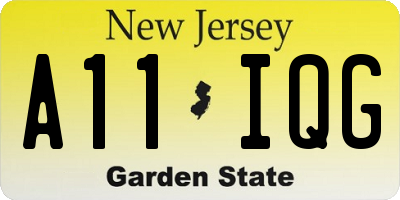 NJ license plate A11IQG