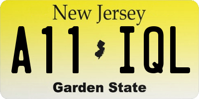 NJ license plate A11IQL
