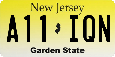 NJ license plate A11IQN