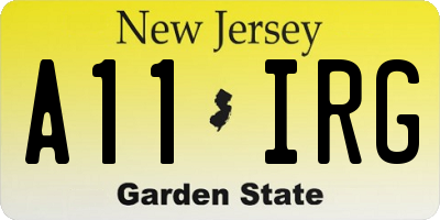 NJ license plate A11IRG