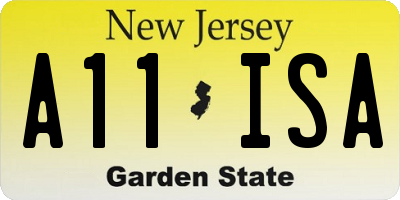 NJ license plate A11ISA