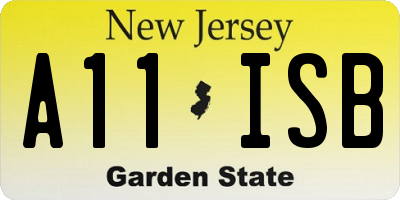 NJ license plate A11ISB