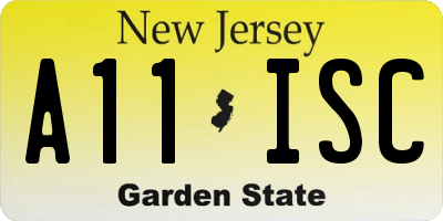 NJ license plate A11ISC