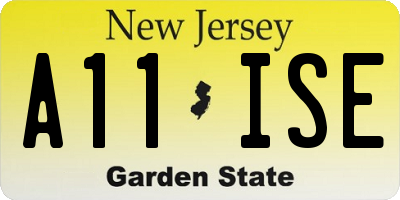 NJ license plate A11ISE