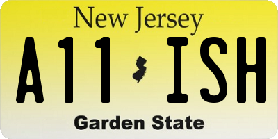 NJ license plate A11ISH
