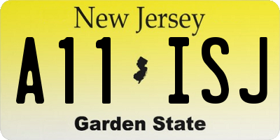 NJ license plate A11ISJ