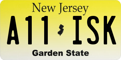 NJ license plate A11ISK
