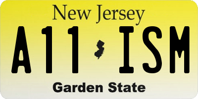 NJ license plate A11ISM