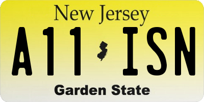 NJ license plate A11ISN