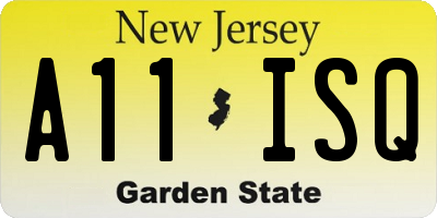 NJ license plate A11ISQ