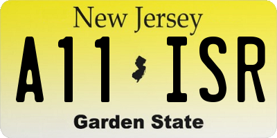 NJ license plate A11ISR