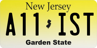 NJ license plate A11IST