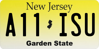 NJ license plate A11ISU