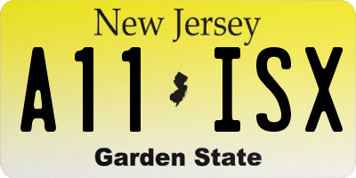 NJ license plate A11ISX