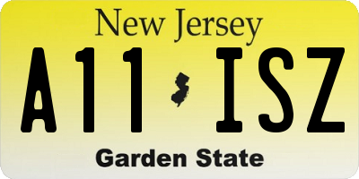 NJ license plate A11ISZ