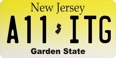 NJ license plate A11ITG