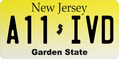 NJ license plate A11IVD