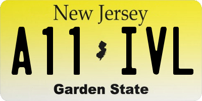 NJ license plate A11IVL