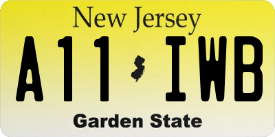 NJ license plate A11IWB