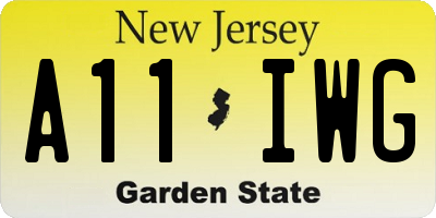NJ license plate A11IWG