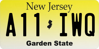 NJ license plate A11IWQ
