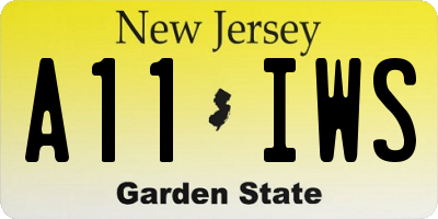 NJ license plate A11IWS