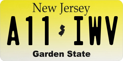 NJ license plate A11IWV