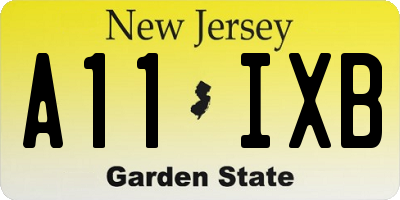 NJ license plate A11IXB