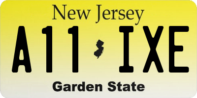 NJ license plate A11IXE