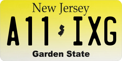 NJ license plate A11IXG