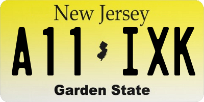 NJ license plate A11IXK
