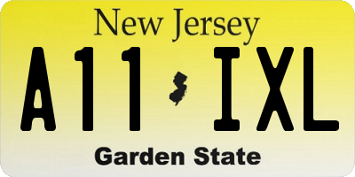 NJ license plate A11IXL