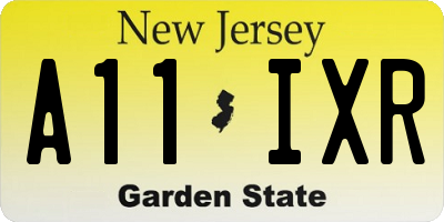 NJ license plate A11IXR