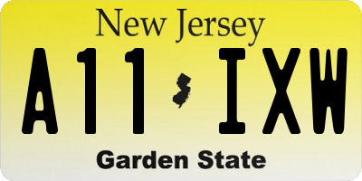NJ license plate A11IXW