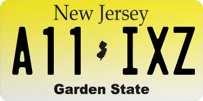 NJ license plate A11IXZ