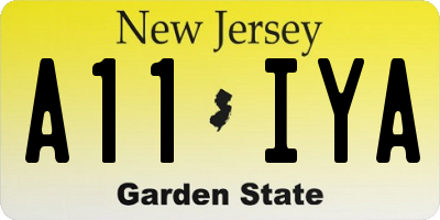 NJ license plate A11IYA
