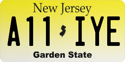 NJ license plate A11IYE