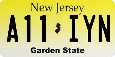 NJ license plate A11IYN