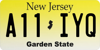 NJ license plate A11IYQ