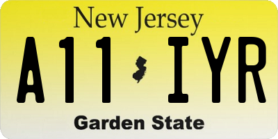 NJ license plate A11IYR